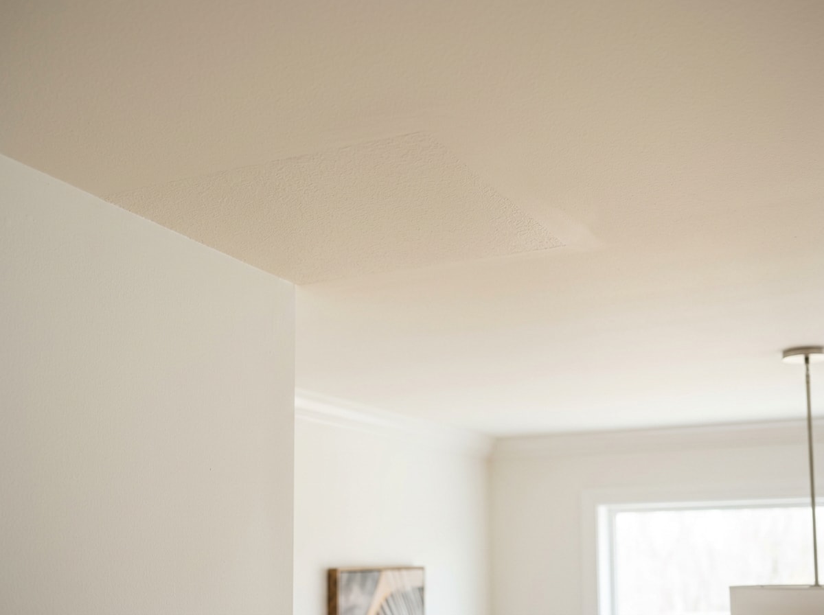 Finished drywall ceiling repair with matched texture in a Skagit County home