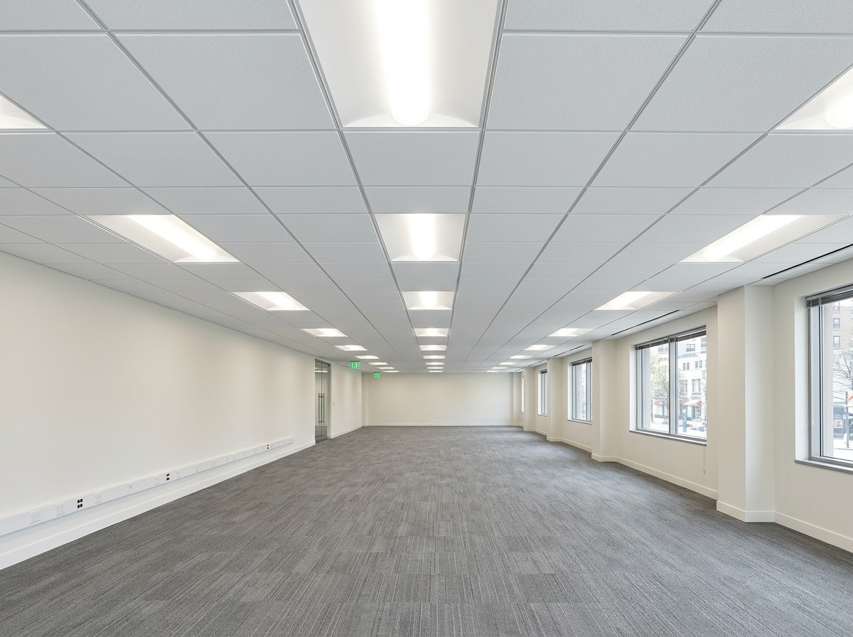 Drop ceiling grid installation in a Skagit County commercial space