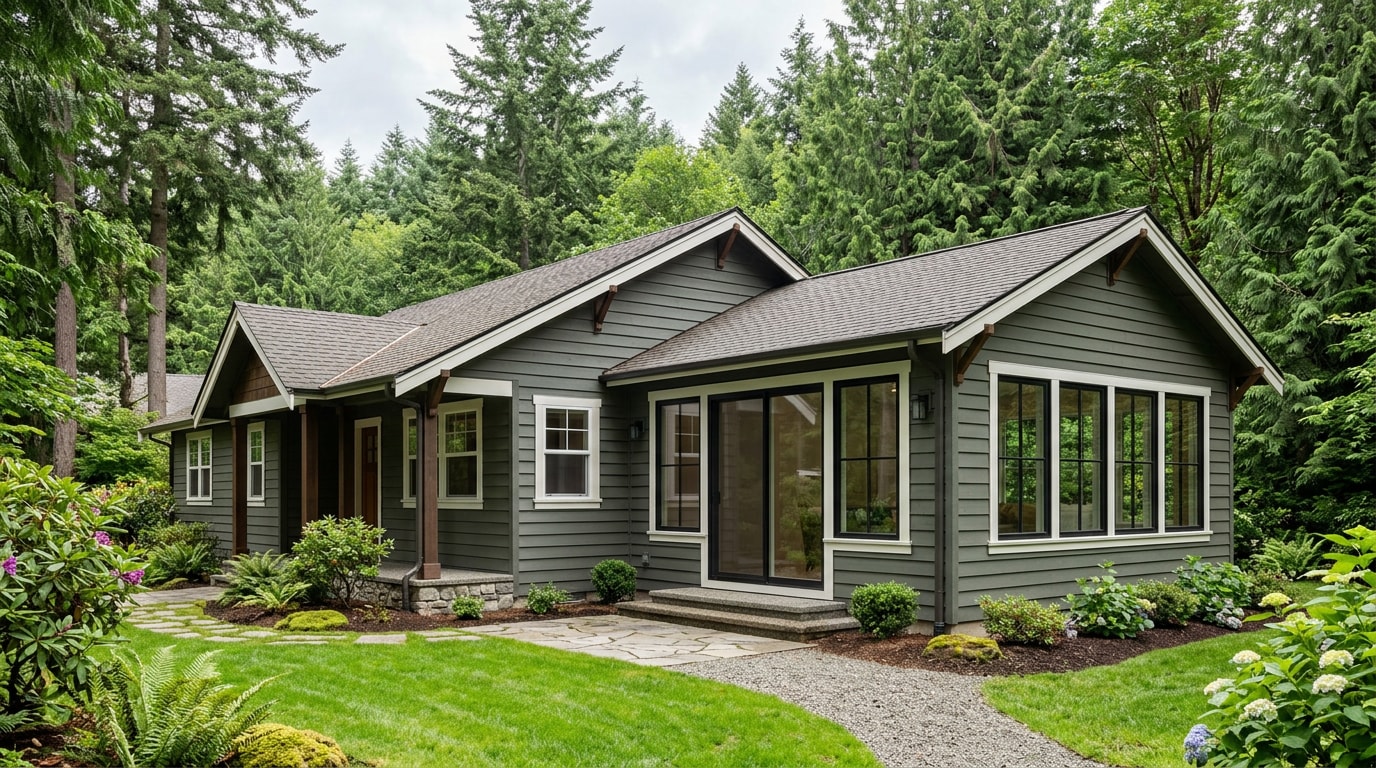 Finished family room addition seamlessly attached to a home in Skagit County, Washington